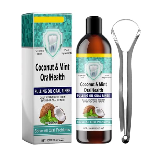 KOAHDE Enjuague Bucal con Aceite de Coco,Enjuague Bucal Con Aceite Blanqueador Natural,Coconut Pulling Oil,100ML,Eliminar las Manchas Dentales,Refrescar el Aliento y Cuidar las Encías