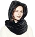 Fashion 21 Women's Soft Faux Fur Infinity Scarf & Infinity Hood Scarf Head Scarf Wrap (Black)