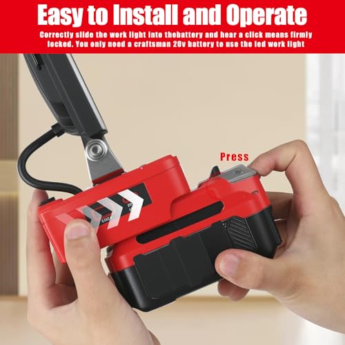 Image of Portable LED Work Light Compatible with Craftsman 20V Battery, 48W 4200LM Cordless Flood Lights with USB & Type-C, Low Voltage Protection, for Job Site Lighting,Camping Outdoor (No Battery)