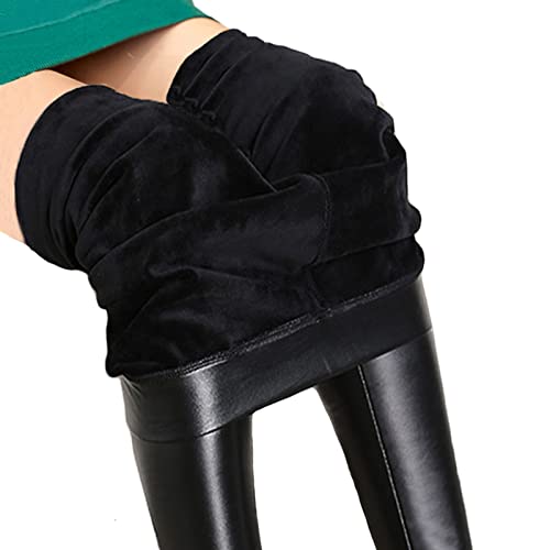 Leggings de cuero negro para mujer perfectos para paseos invernales y cenas