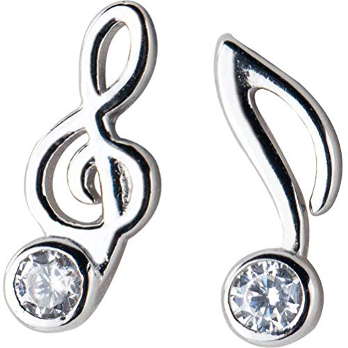 Boucles d'oreilles douces et diamants argent S925 note de musique femme
