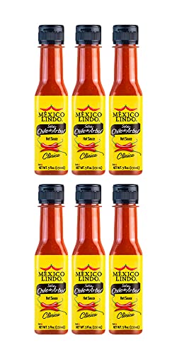 Image of Mexico Lindo Chile de Arbol Hot Sauce Ingredients | 12,190 Scoville Level | Classic Flavor | 5 Fl Oz Bottles (Pack of 6)