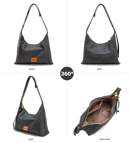 Image of myfriday Women PU Hobo Crossbody Bag, Coin Purse, 2 Straps Shoulder Purse | Anti-scratch PU, center divider, zipper pocket and coin pouch organize cosmetics, wallet and phone for commute or dates