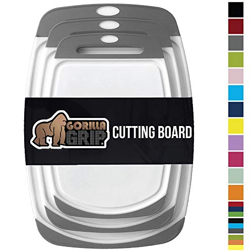 GORILLA GRIP Original Oversized Cutting Board, 3 Piece, BPA Free, Dishwasher Safe, Juice
