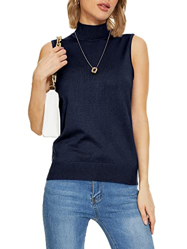 Image of INKOFF Sleeveless Mock Neck Turtleneck Knit Tops Women Dressy Casual Sweater Vest Business Work Tank