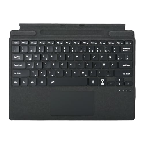 Deutsche QWERTZ Layout Tastatur für Microsoft Surface Pro 11/10 / 9/8 / X 13 Zoll - Ultraflaches beleuchtetes Bluetooth Type Cover mit Multi-Touchpad aufladbar (Schwarz)