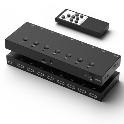 7Port HDMI Switcher 4K@60Hz 7In 1Out HDMI Selector with IR Remote Supports Full HD 4K/1080P/3D &amp; HDCP2.2 for Switch,Xbox,PS4/PS5,Fire Stick,Roku,Apple TV etc.