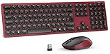 2.4G Funk Technologie: 2.4G Technologie gewährleistet eine stabilere Verbindung und einfache Anwendung als Bluetooth. Durch einen USB Empfänger sind die Keyboard und wireless Mouse mit Ihrem PC verbunden, keinen Treiber und keine Installation erforderlich, Reichweite bis zu 10M. (USB Empfänger ist in der Rückseite der Maus platziert)