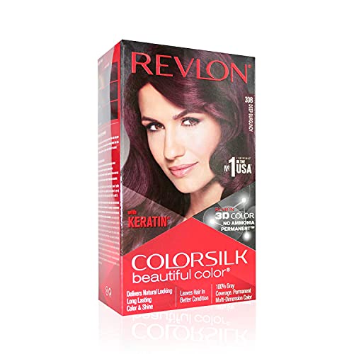 Revlon ColorSilk Permanent Hair Color For Women, Salon Quality Hair Colour at Home with up to 100% Grey Coverage, Pro-Keratin, No Ammonia, Up to 8 Weeks of Colour, Deep Burgundy 3DB (Pack of 1)