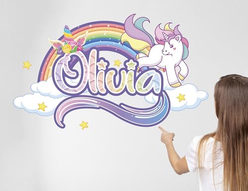 Vinilo decorativo unicornio personalizado para habitación infantil miniatura 1