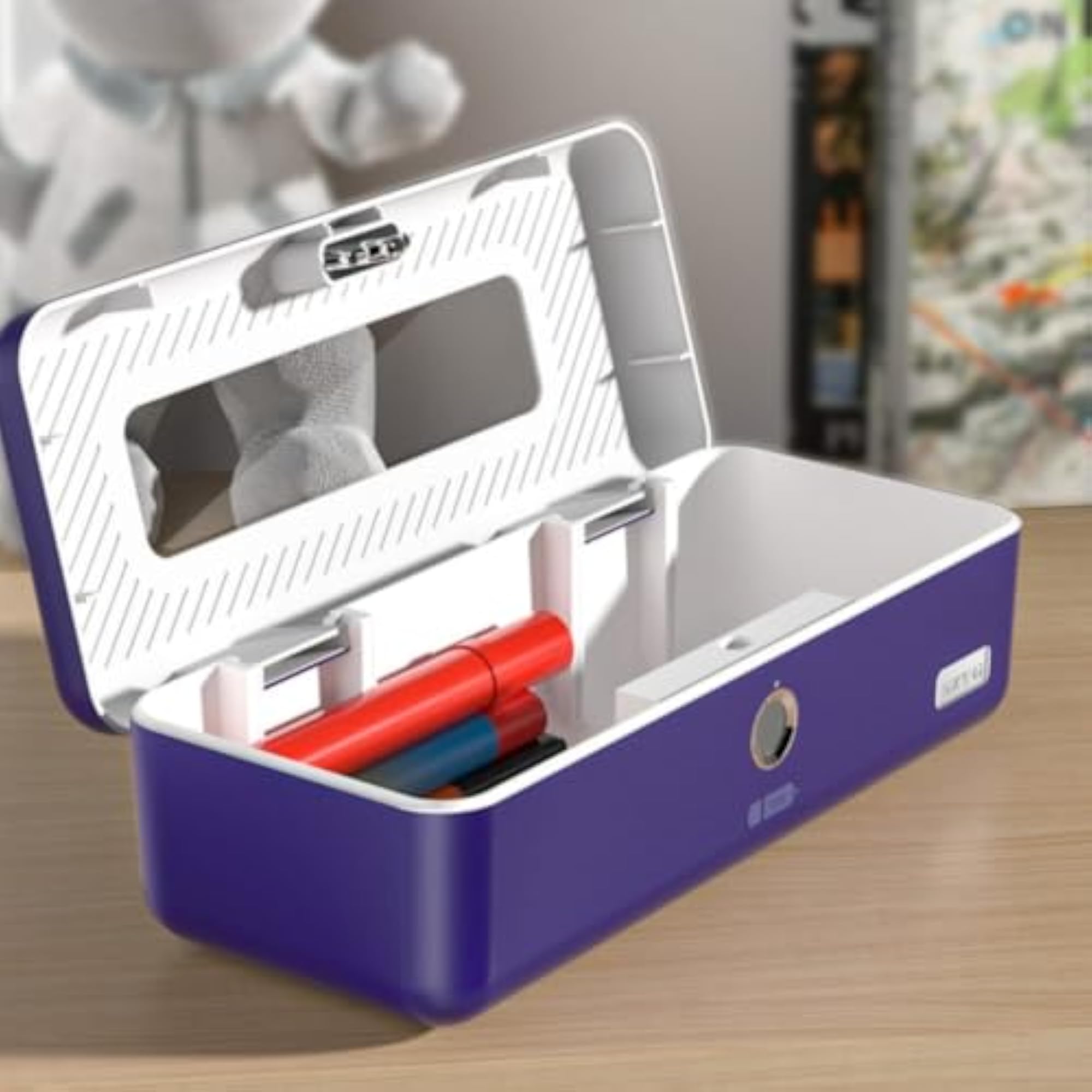 Hard Pencil Case with Biometric Lock, Secure Storage