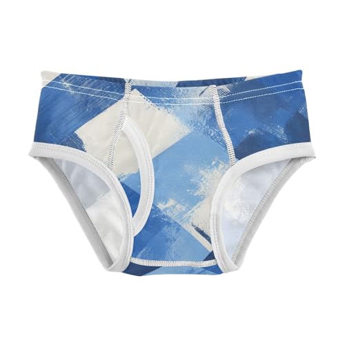 KLL Buffalo Plaid Blue Black Toddler Boy Pure Cotton Boxer Briefs Cute Children Panties