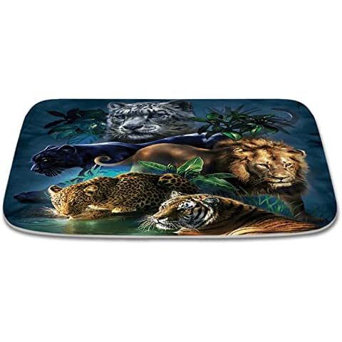African Wildlife Lion Tiger Leopard Koralle Samt Badteppiche Rutschfeste Duschmatte Cover