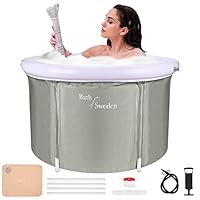 Faltbare Aufblasbar Badewanne für Erwachsene 90x56cm Klappbare Groß MäNner Eisfass Badewanne für Eisbad Dusche Mobile Erwachsene Kinder Spa Soaking (Grau)