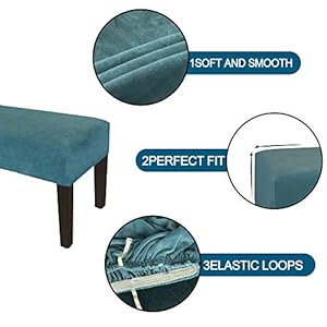 LUSHVIDA Velvet Dining Room Bench Covers Soft Stretch Spandex Upholstered Bench Slipcover Removable Washable Bench Seat Furniture Protector for Living Room and Kitchen