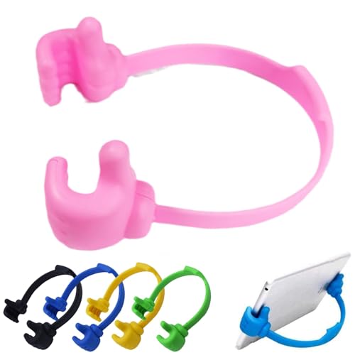Thumbs-up Support de téléphone portable, réglable en silicone, support de bureau portable pour cuisine, voyage, cadeau amusant pour femme et homme, gadget cool (rose)
