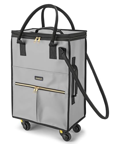 Image of PASMAN Reusable Foldable Rolling Grocery Bag on 5 Wheels