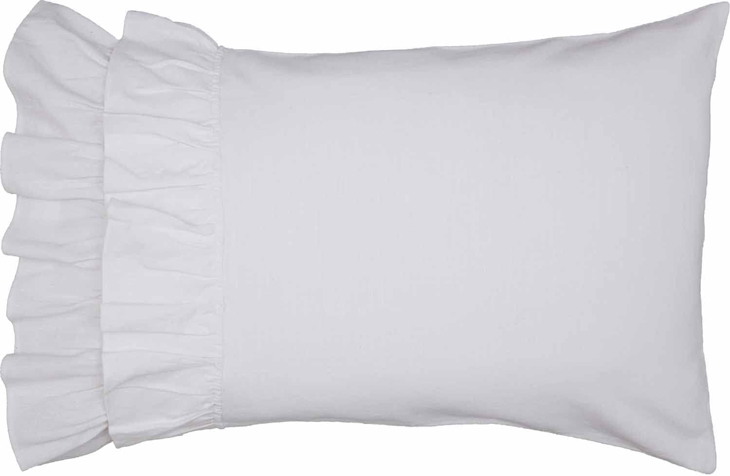 Piper Classics Serenity Standard Size Ruffled Pillow Cases, Set of Two, 21" L x 27" W Plus Extra 5" of Ruffles, Crisp White Ruffled Quilted Bedding, Cottage, Vintage, Farmhouse, Shabby Chic