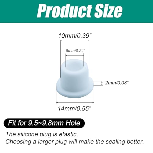 Image of 28PCS 3 /8 inch / 10mm White Hole Plugs Silicone Rubber Plugs for Round Holes, Rubber Stoppers Waterproof Tube Plugs Flexible T-Type, Used for Sealing Plugs Bathtub Jet Covers, Fit for 9.5~10mm Hole