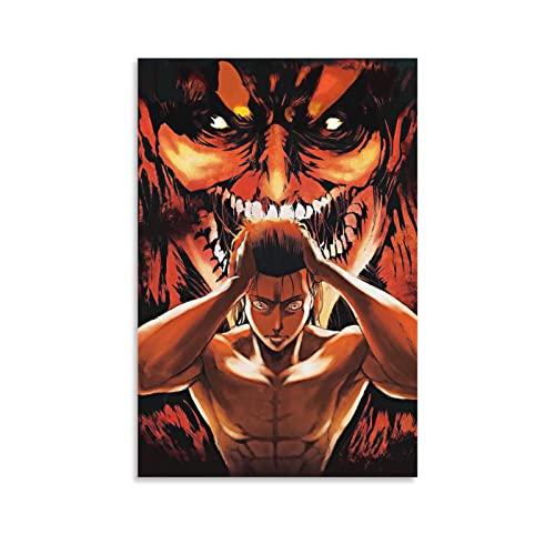 Póster de Ataque en Titán, póster vintage de Eren en lienzo para pared, póster moderno para decoración de dormitorio familiar, 20 x 30 cm Cover