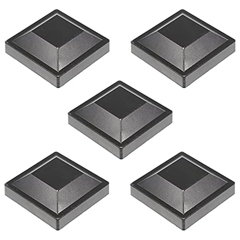 Plum Fittings 3" x 3" Square Black Aluminum Post Cap for Aluminum Fence Posts | Black Post Caps (5 Pack) Cover