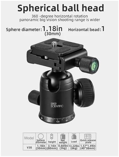 Sper Scientific 840100 Premium Compact Mini Tripod - Folds to 7 Inches - 36 Inches Extended - 360° Ball Head for Stability and Portability