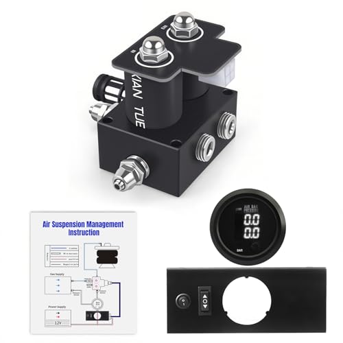 CNWZYMX 12V Air Management Featuring 2-Valve Air Ride Suspension Manifold, Simplify Control Panel and Ship Type Switch and Two-Way White Display Air Pressure Gauges
