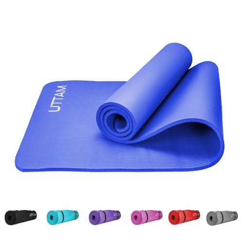 UTTAM Yoga Mat | Multi-Purpose Extra Thick Foam Exercise Mats | Stretching, Resistance Workout & Therapy – Pilates, Home & Gym Equipment Accessory for Men Women Kids (183 x 60cm) (Blue)