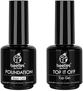 Beetles 2 Pcs 15ml No Wipe Gel Top Coat and Base Coat Set