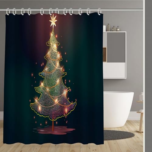Rideau de douche 180x200cm lavable en polyester imperméable de Noël - 2