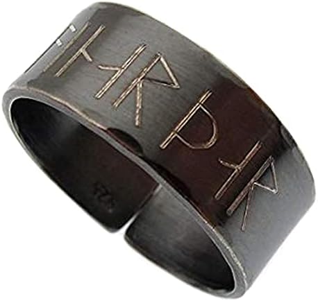 Custom Runes ring - Viking Ring - Elder Futhark Ring - Personalized Band, Runes Jewelry- Black Band - Engraved Ring - Oxidized Sterling Silver