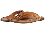 OluKai Tauhine Men's Beach Sandals, Quick Dry Flip-Flop Slides, Waterproof Full-Grain Leather & Wet...