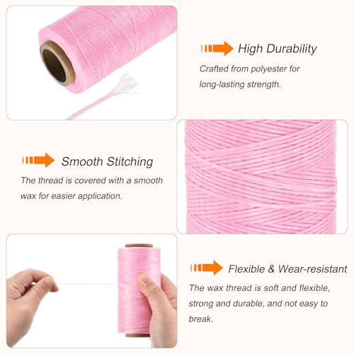 Hilo encerado 180 m 0.5 mm poliéster rosa miniatura 3