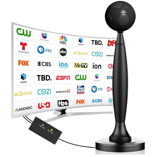 TV Antenna for Smart TV Indoor/Outdoor, TV Antenna for Local Channels, 2800+ Miles Range TV Antenna Outdoor with 360° Signal Strongest Booster, Supports 1080P 4K Reception HD, 32 FT Cable, Black