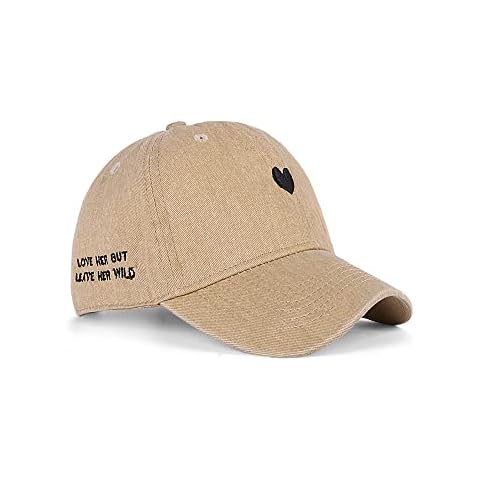 Hebenie Women's Cotton Baseball Cap with Heart Embroidery Cover