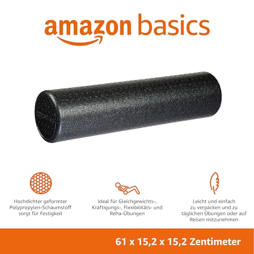 Amazon Basics Hochdichte Schaumstoffrolle, rund, 60 cm, Schwarz