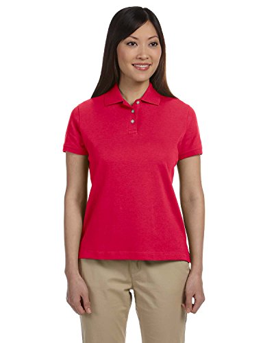 Devon & Jones Ladies Solid Perfect Pima Interlock Polo, Medium, Red #TOP23