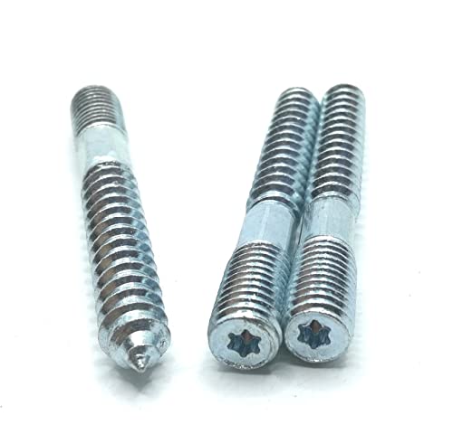 Image of Hanger Bolt M10x80 Silvery Double Headed Bolt Self-Tapping Screw with Hexagon for Furniture 12Pcs