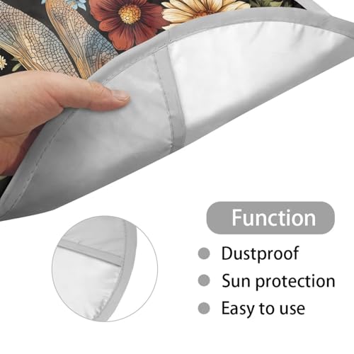 Image of Flower Dragonfly Car Steering Wheel Sun Shade Cover Foldable Car Interior Accessories Sun Shade for UV Protection Lightweight Universal Fit Most Cars Women Men