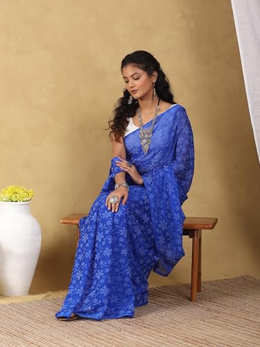 Image of Garden Vareli Lock Chiffon Floral Saree