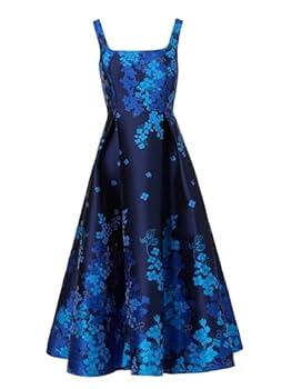 Adrianna Papell Women's Border Jacquard Dress, Blue Multi, 2
