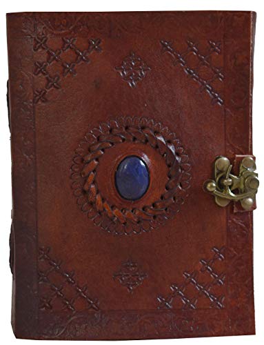 RKH Leather Journal Book Medieval Stone Embossed Handmade Book of Shadows Notebook Office Diary College Book Poetry Book Sketch Book (single stone)
