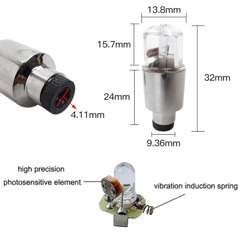 6 Pack 2025 New Red Wheel Lights Cap LED Tire Valves Cap Light LED Tire Valve Stem Caps Neon Light Waterproof Wheel Spoke Lights LED Tire Lamp for Motorcycle Bicycle Car Accessories