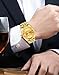 Men's Classic Design Analog Quartz Watches Fashion Business Watch Stainless Steel Waterproof Date Casual Wrist Watch for Men (01 Gold)