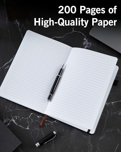 Image of InnoBeta Personalized Notebook for Men, Hardcover Leather Journal for Writing, Travel, Business, Work & School, Note Taking, A5 Diary Notepad, 5.7 inchx8.3 inch Black, K