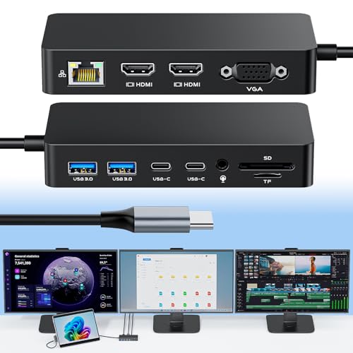 Image of for Surface Thunderbolt 4 Docking Station, 12-in-1 Triple Displays Dual HDMI+VGA Surface Pro Docking Station for Surface Pro 12 /11 /10 /9 /8 /X /7, Surface Laptop, Surface Book /Go Dock