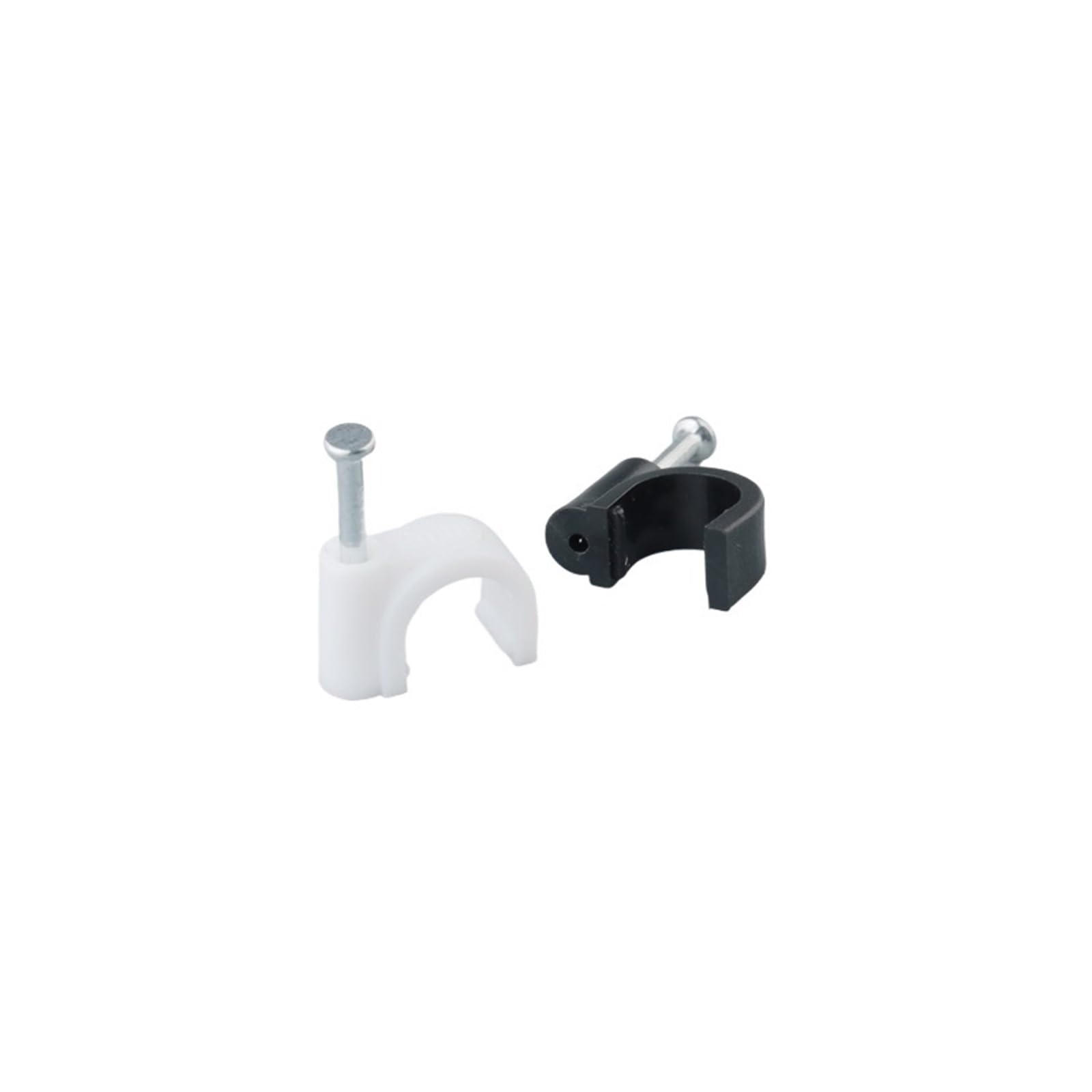 Clips de plástico for cables y alambres con clavos de acero | Negro, 4-14 mm, Gestión de cables de pared: 100 unidades(Round 12MM)