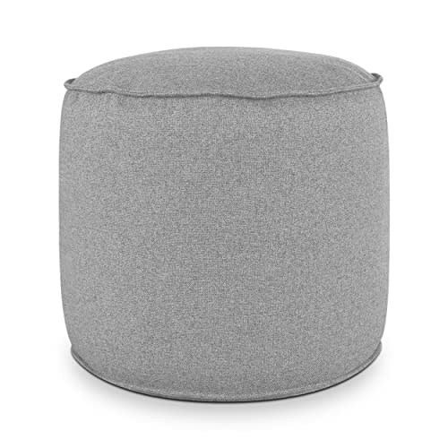 DESHOME - Puff reposapiés redondo Ø 60 cm relleno desenfundable para interior y exterior: Puff diseño para sofá sala de estar, dormitorio, puff reposapiés, puff salón Light puf (gris polvo)