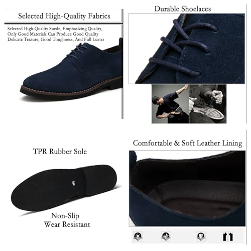 Men's Suede Lace Up Oxfords Classic Wing Tips Dress Shoes Casual Luxury Business Work Office Derby Shoes3