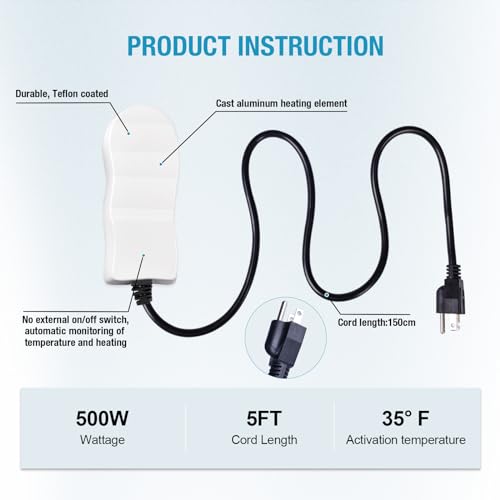 Wedigout 500Watt Submersible Water Heater, Utility De-Icer for Farm Livestock in Winter, Cuboid Aluminum De-Icer for Multiple Using:Cow/Chicken/Horse/Sheet, Non-Conductive and Anti-Rust(1Pack-White)